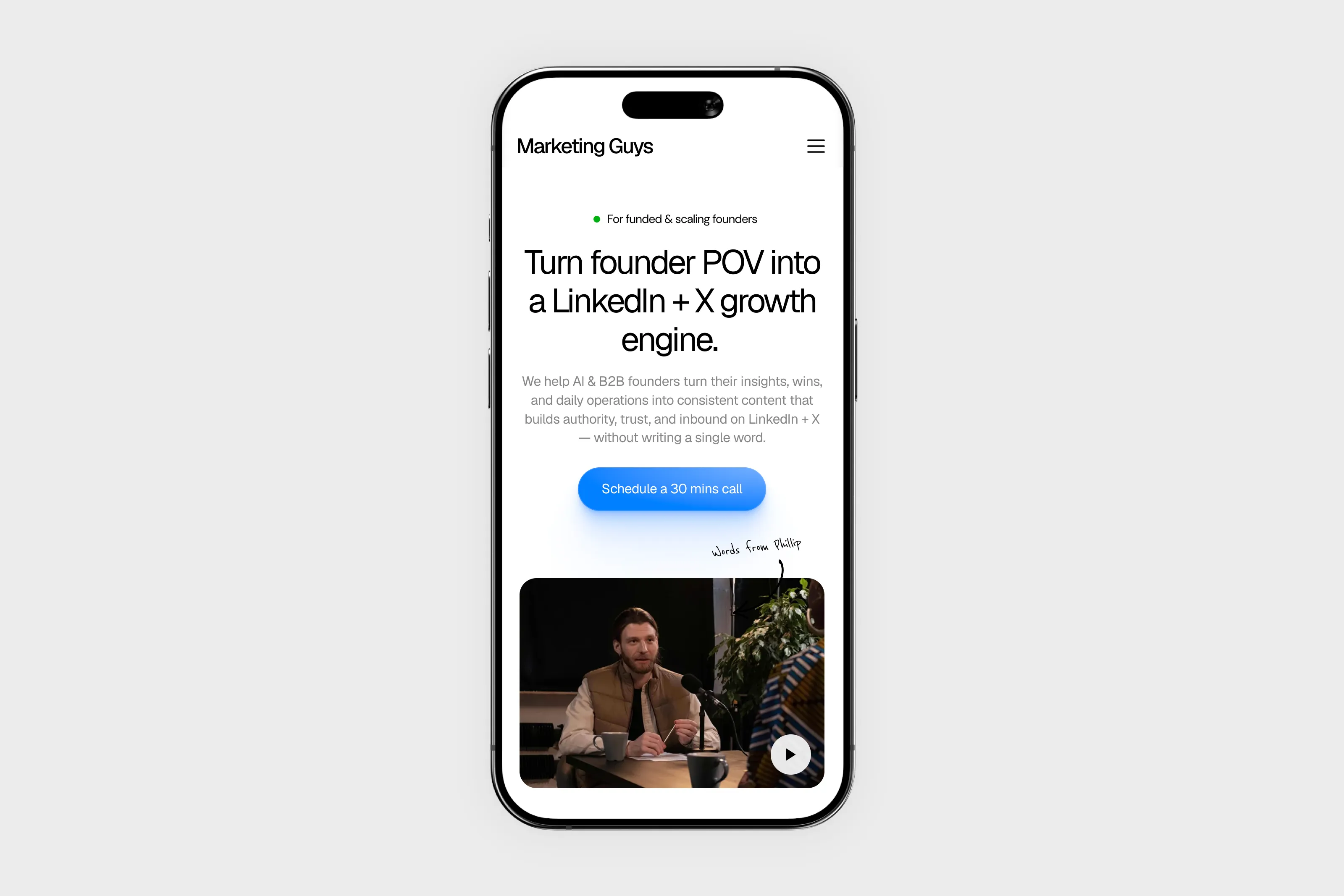Marketing Guys mobile mockup