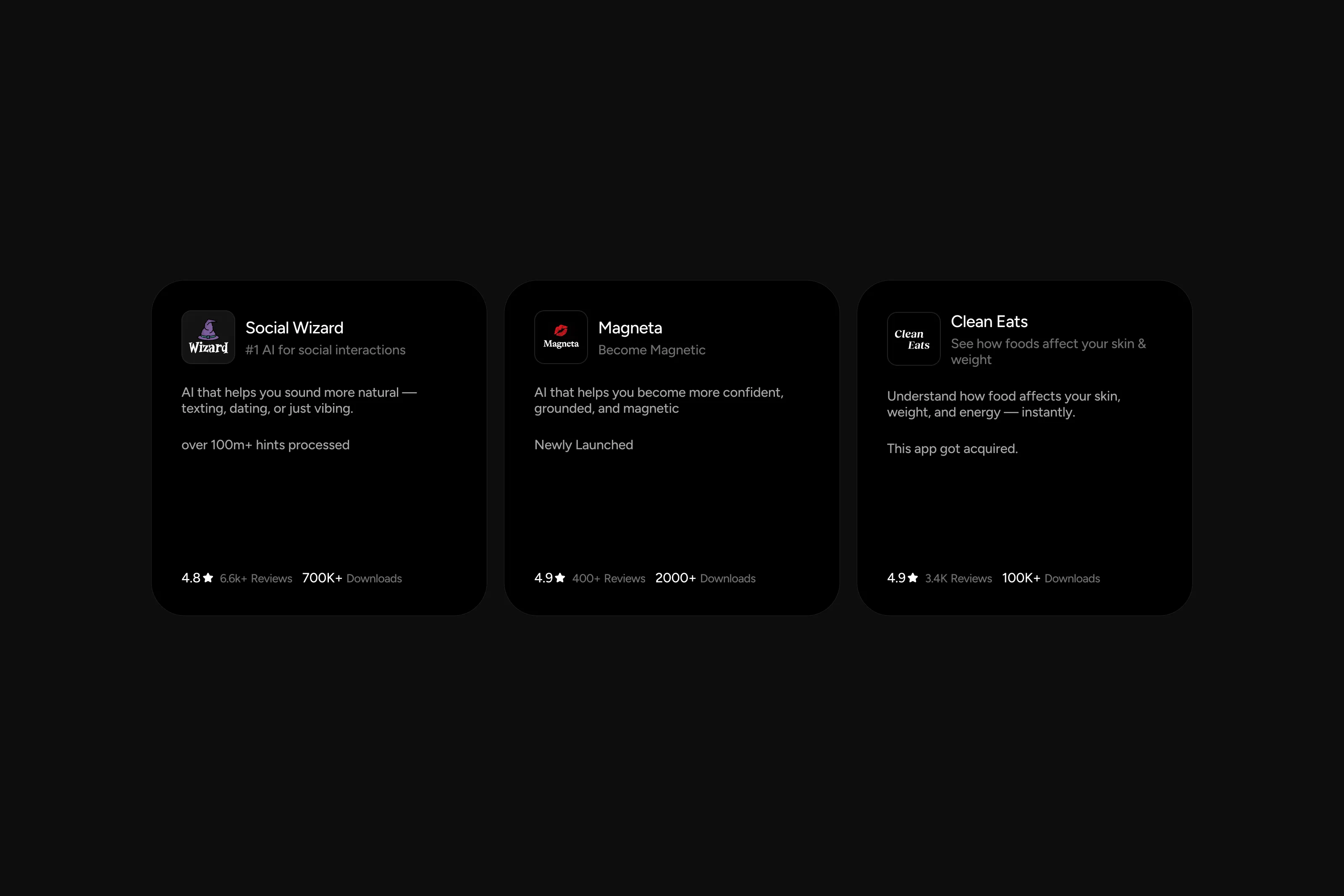 Tenacity Labs app cards